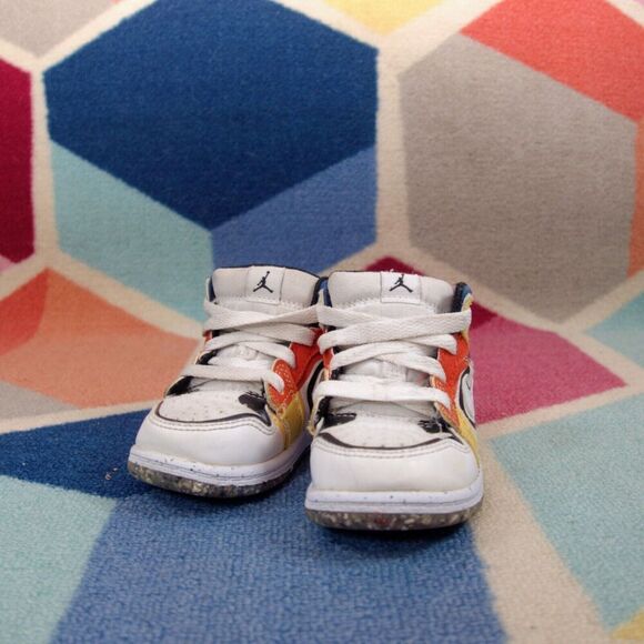 Air Jordan 1 Mid SE Multi Color Canvas Goat Sneakers  Kids 6C Backtap Restitched - Picture 2 of 6